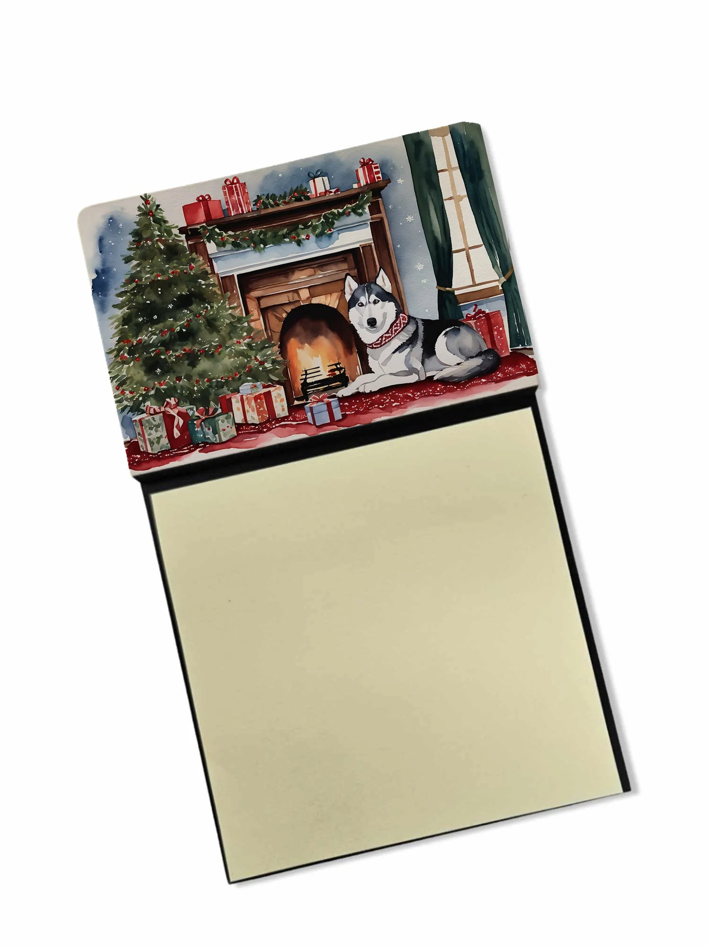 Siberian Husky Cozy Christmas Sticky Note Holder