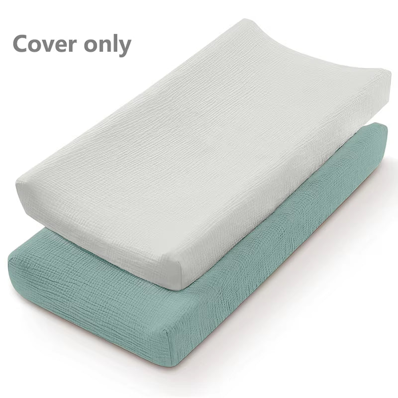 Muslin Changing Pad Cover for Girls Boys Ultra Soft Breathable Cotton Newborn Infant Diaper Changing Table Sheet Set of 2