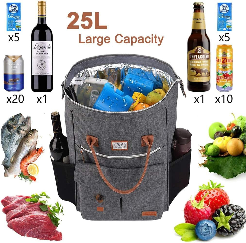 Cooler Backpack with 2 Ice Packs Large Insulated Cooler Backpack Leakproof and Waterproof Backpack Cooler, 30 Cans